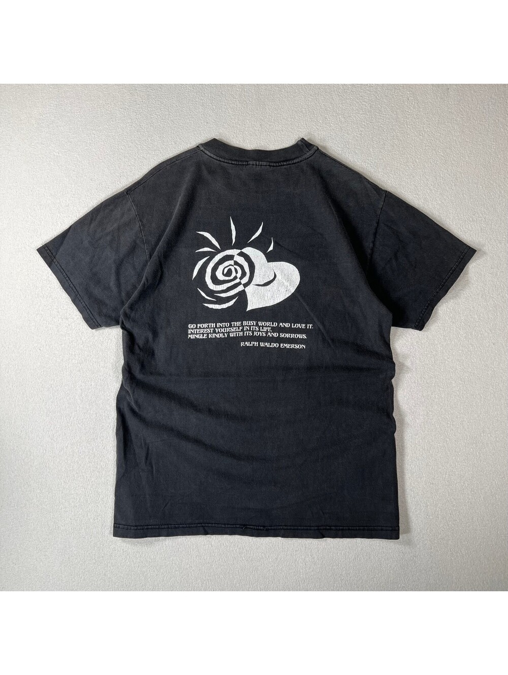 Vintage Love and peace Text Black t Ralph Waldo Emerson Sz M